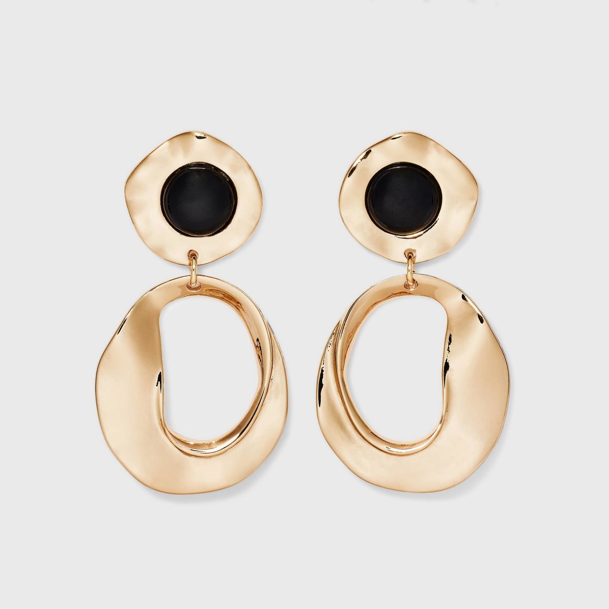 Cabochon Hammered Drop Earrings - A New Day™ Gold/Black | Target