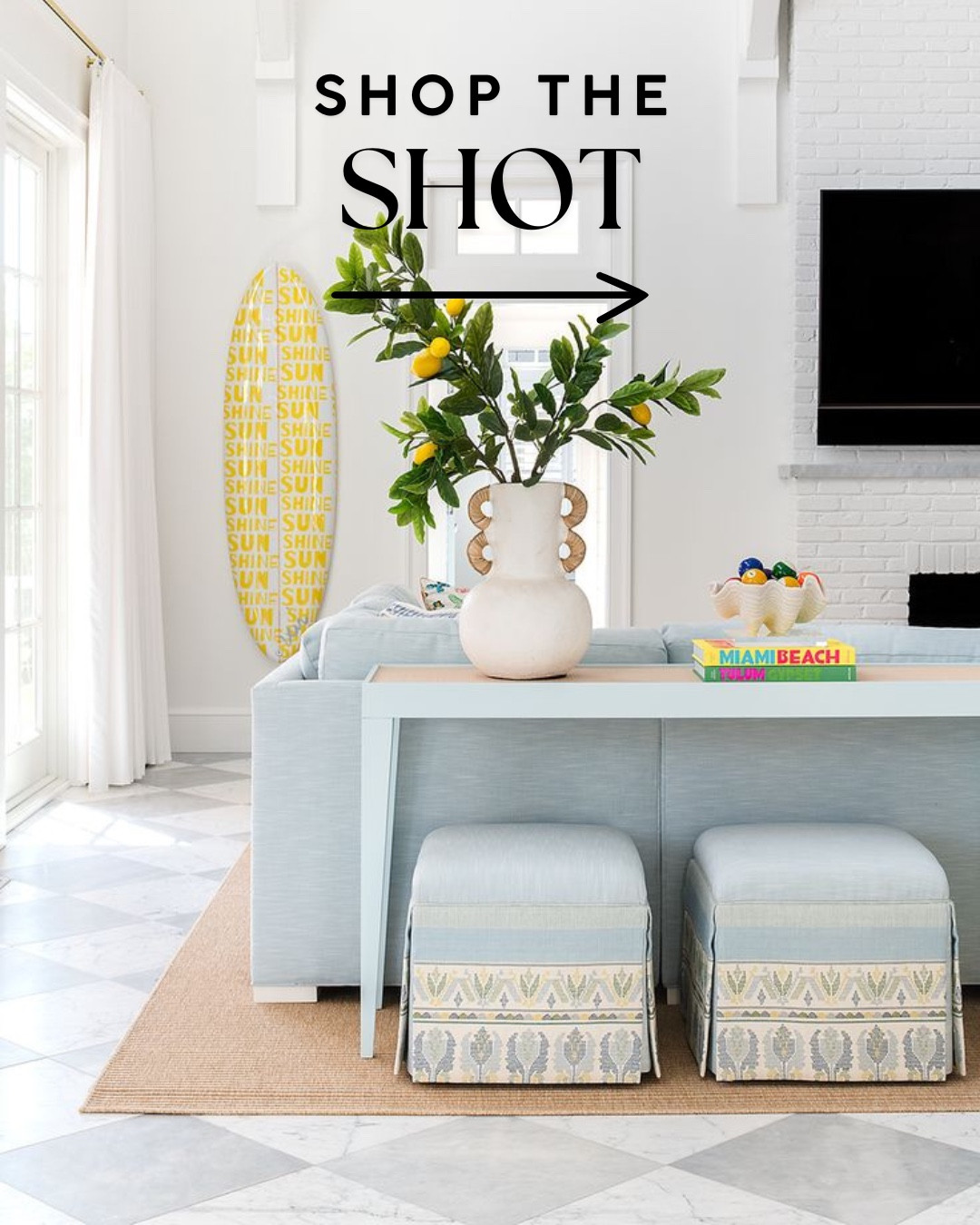 Shop the shot! Turned this vision into reality with look alike items on a budget. Coastal with a Miami twist 🍋

Coastal Home. Colorful home design  

#LTKHome