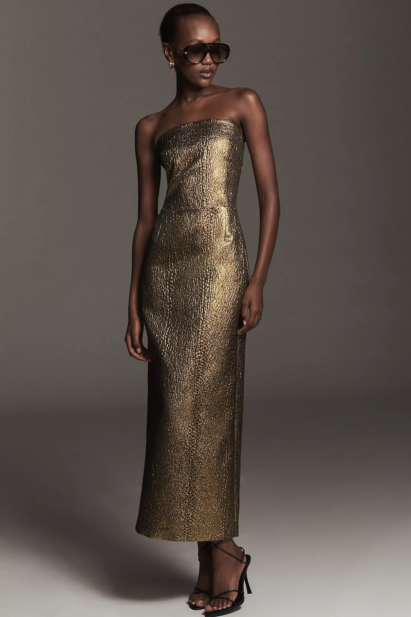 SIMONMILLER Verdelle Strapless Metallic Midi Dress | Anthropologie (US)
