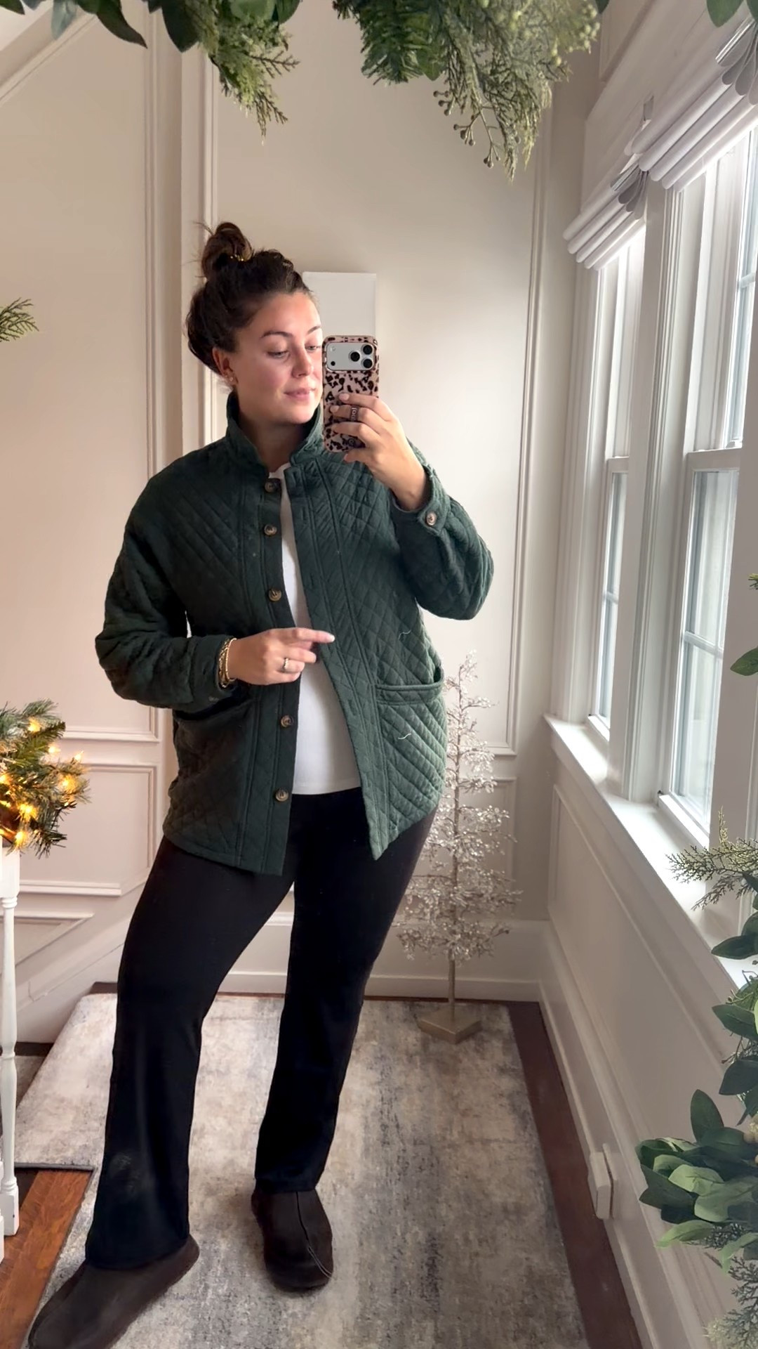 Wearing size XL in shirt jacket, XXL Tall in t-shirt, 18 in flare leggings. 

#LTKPlusSize #LTKSeasonal #LTKootd