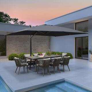 10 ft. x 13 ft. Patio Umbrella Aluminum Large Cantilever Umbrella for Garden Deck Backyard Pool in Gray | The Home Depot