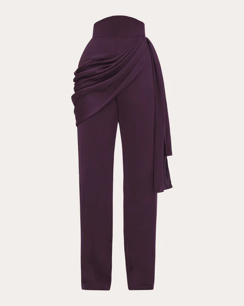 Loti Draped Corset-Detail Satin Pants | Olivela