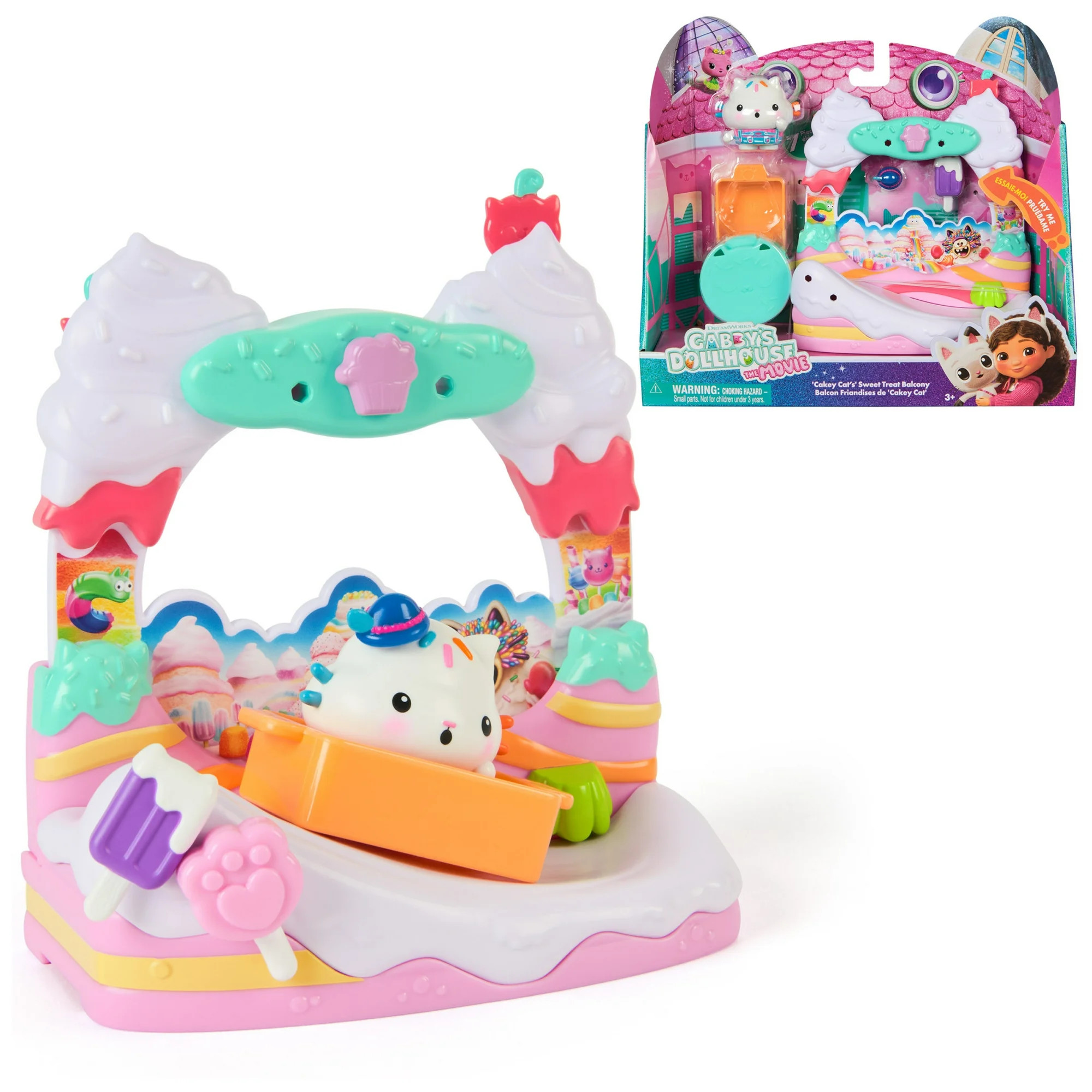 Gabby's Dollhouse: The Movie, Cakey Cat's Sweet Treat Balcony with Figure & Accessories | Walmart (US)