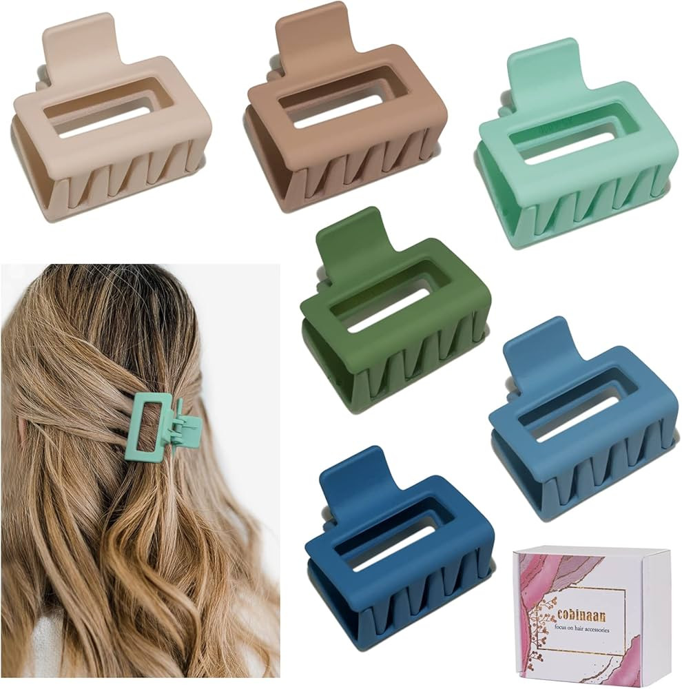 Medium Claw Hair Clips for Women Girls, 2" Matte Rectangle Small Hair Claw Clips for Thin/Medium ... | Amazon (US)