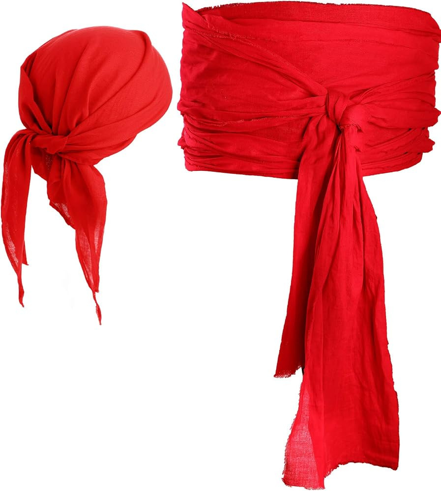 SATINIOR Halloween Pirate Costume Accessories Medieval Costume Bandana Headscarf,Sash Belt for Wo... | Amazon (US)