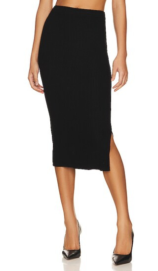 Michael Lauren Valor Side Slit Midi Skirt in Black. - size S (also in M, XS) | Revolve Clothing (Global)