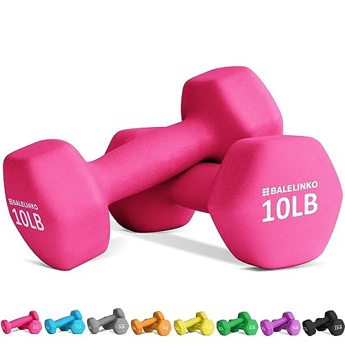 Balelinko Home Gym Equipment Workouts Strength Training Weight Loss Pilates Weights Yoga Sets Free Weights for Women, Men, Seniors and Youth, 10LB Pink, Pair | Amazon (US)