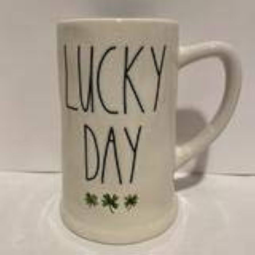 Rae Dunn LUCKY DAY Beer Mug Cup Saint Patrick's Day Green inside ceramic | Amazon (US)