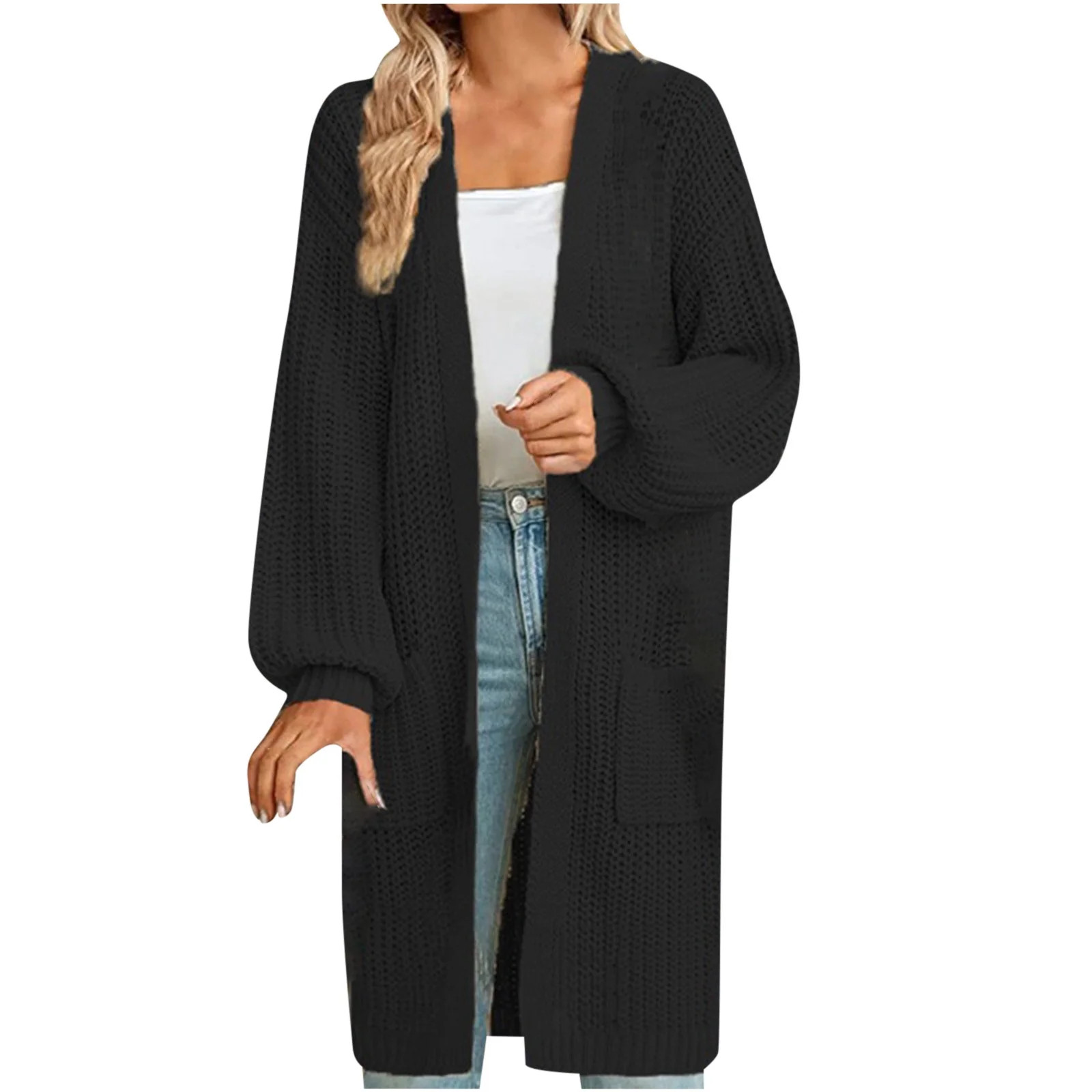 Yuyuzo Womens Plus Size Cardigans Cable Knit Sweater Jackets Long Sleeve Open Front V Neck Solid ... | Walmart (CA)