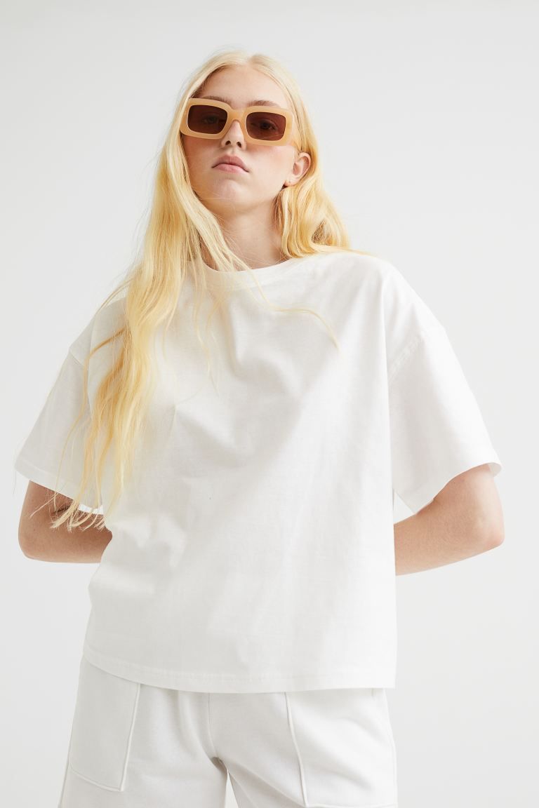 Boxy T-shirt - White - Ladies | H&M US | H&M (US + CA)