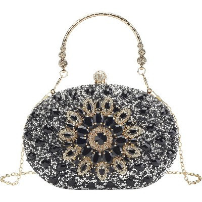 Rhinestone Evening Clutch Purses for Women Evening Wedding,Party Purses Crystal Diamond Black 8"x 5.5"x 2.3" | Target