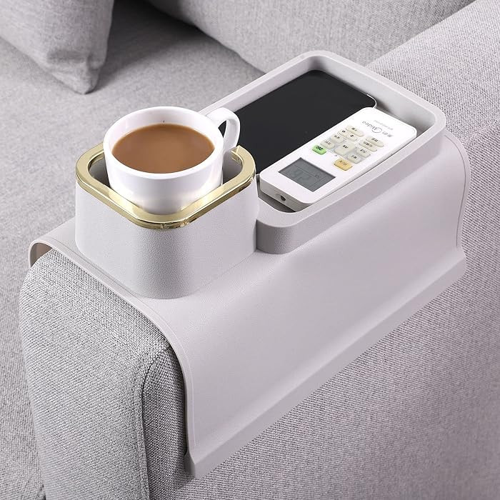 HMASYO Couch Cup Holder Tray - Silicone Sofa Armrest Table Couch Drink Holder and Tray Organizer ... | Amazon (US)
