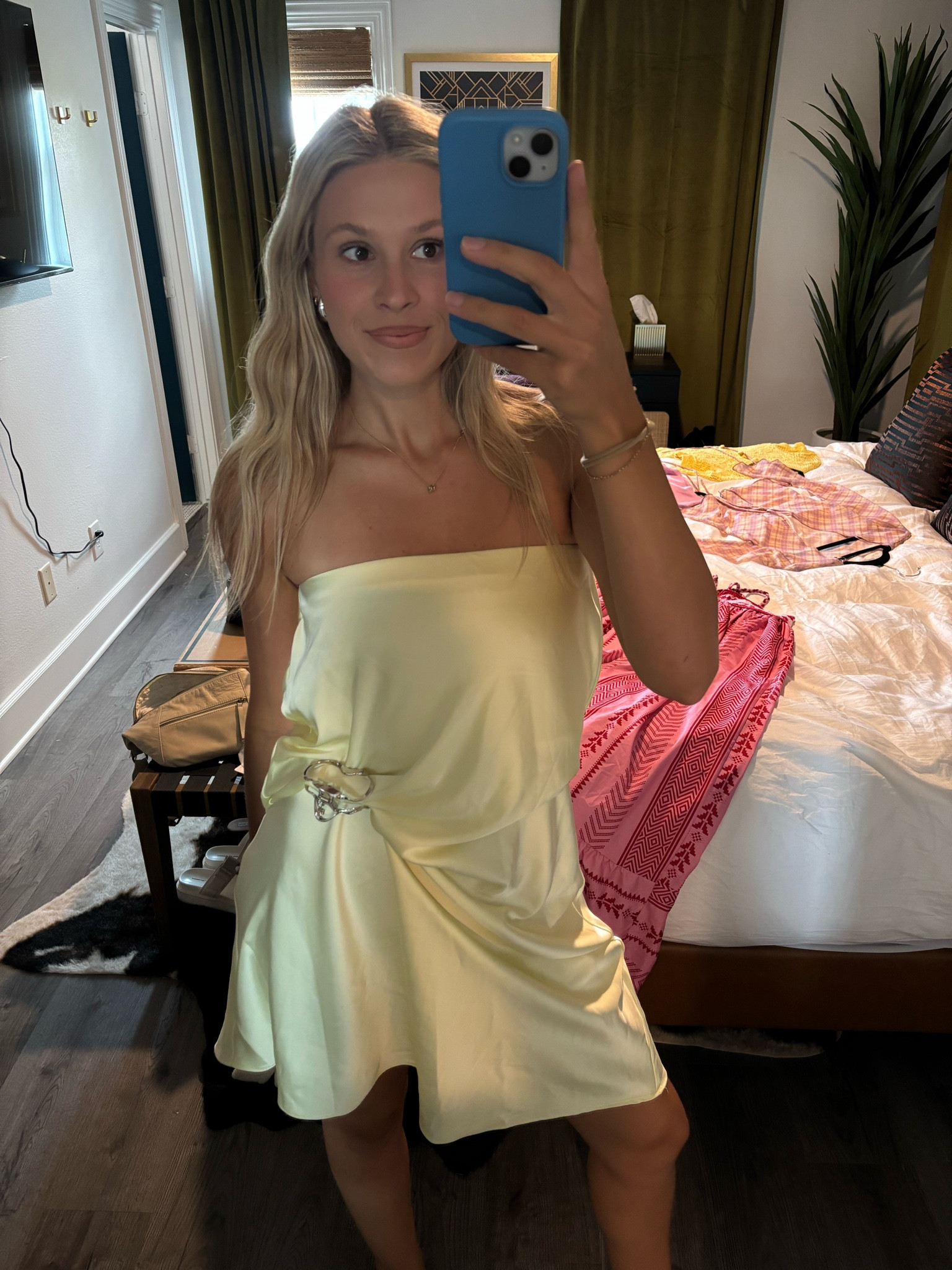Satin skirt worn as a dress! 