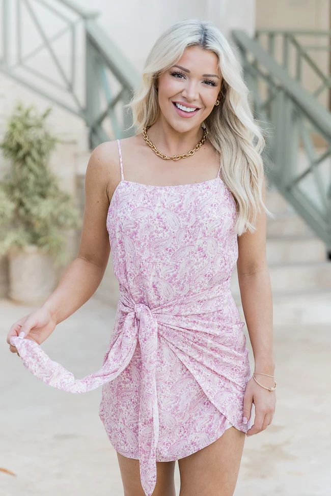 Better Get Going Pink Paisley Wrap Mini Dress | Pink Lily