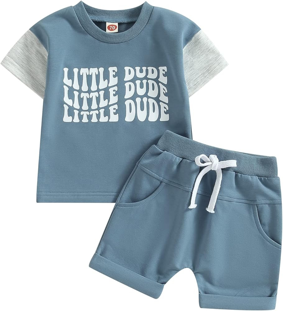 JLKGICF Toddler Infant Boys Summer Clothes 6 12 18 24 Month 2T 3T Mamas Boy Shirt And Shorts 2Pcs Li | Amazon (US)