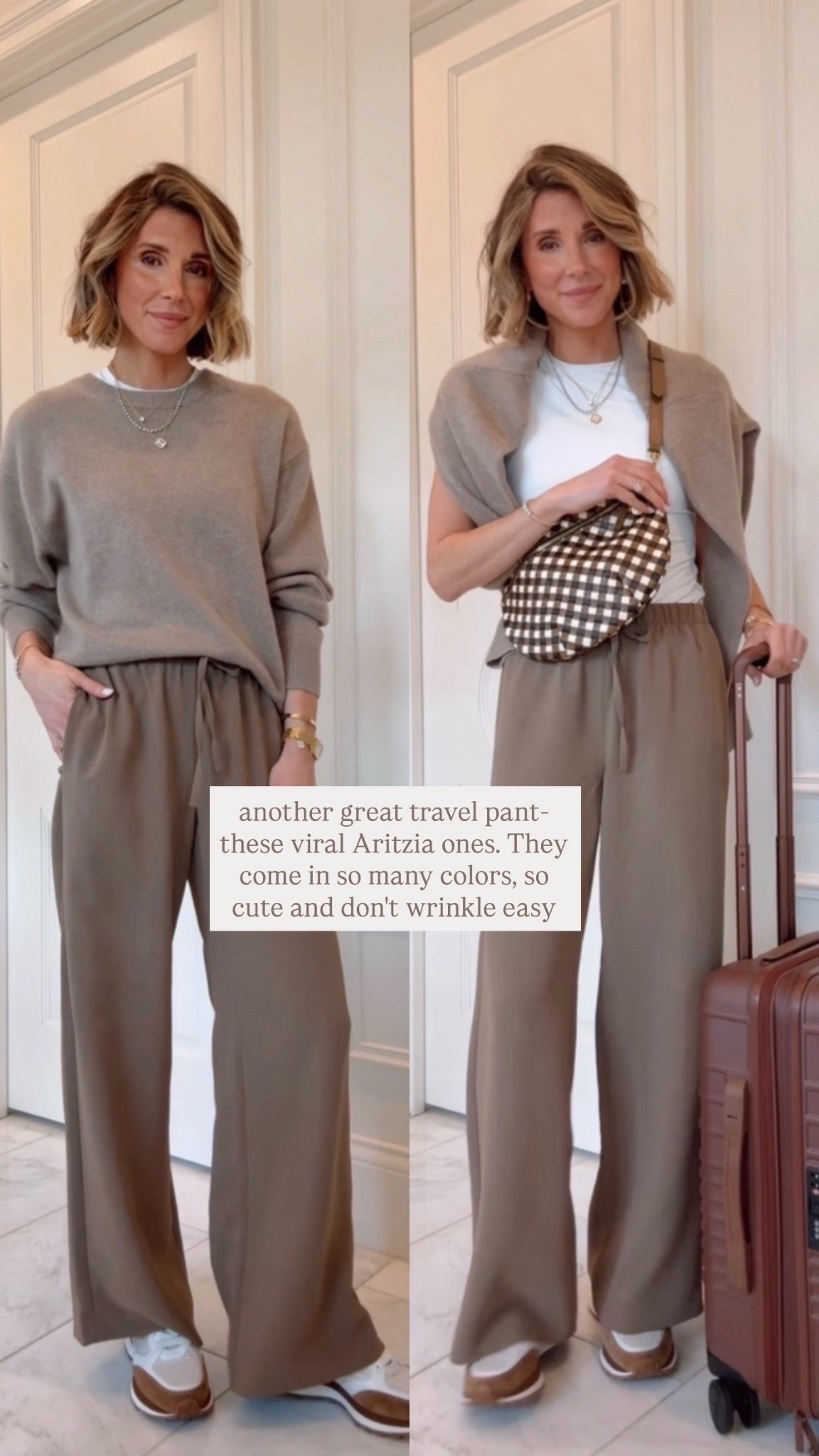 The perfect travel pants ✨
Comfortable, flattering, and machine-washable — I wear these on repeat.
Best seller this week!
They fit true to size — I’m 5’7 wearing a small. @Aritzia 

#LTKootd