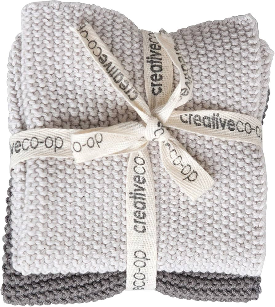 Creative Co-Op Square Cotton Knit Dish Cloths (Set of 2 Pieces) | Amazon (US)