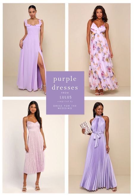 Purple dresses for spring, wedding guest dress, wedding guest outfit ideas, Lulus dresses on sale, new spring dresses, lavender dress, purple maxi dress, spring formal dress, prom dress, dress under 100, purple floral dress, purple midi dress. 

#LTKwedding #LTKparties #LTKmidsize