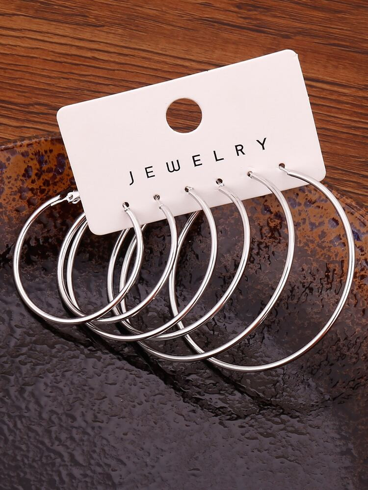 3pairs Minimalist Hoop Earrings | SHEIN