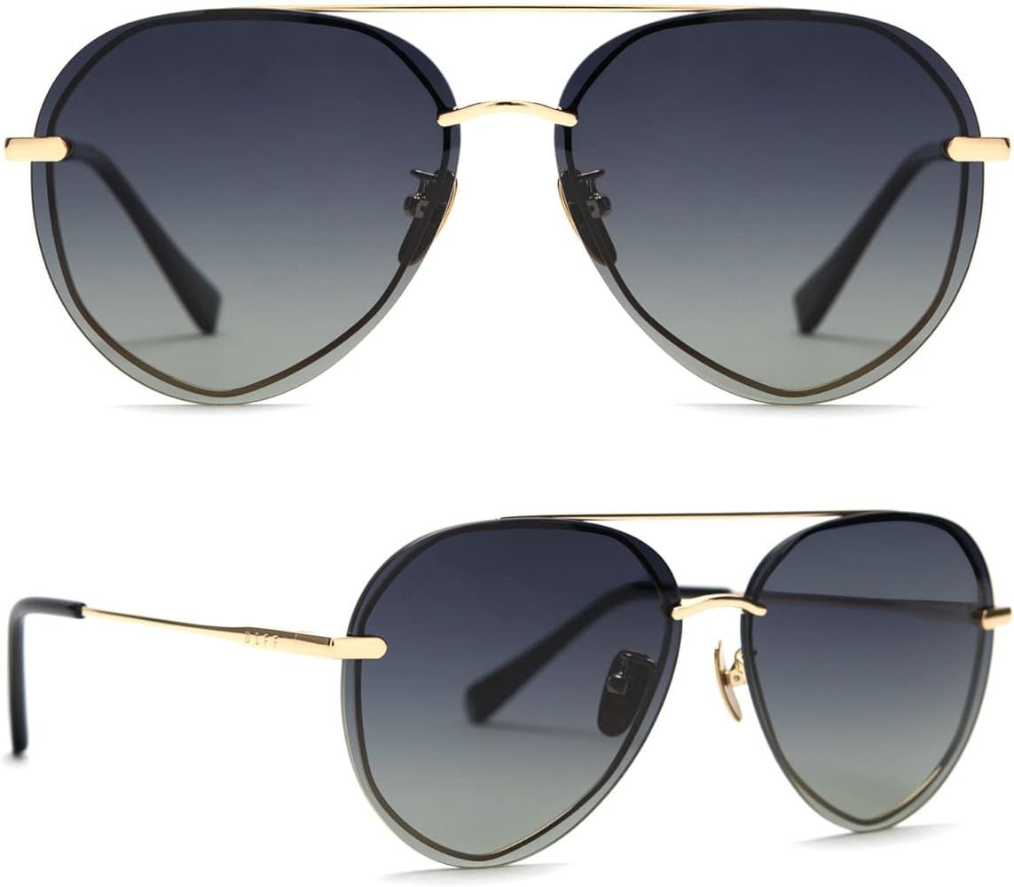 DIFF Lenox Polarized Designer Oversized Aviator Sunglasses for Women UV400 Protection, Gold Stain... | Amazon (US)