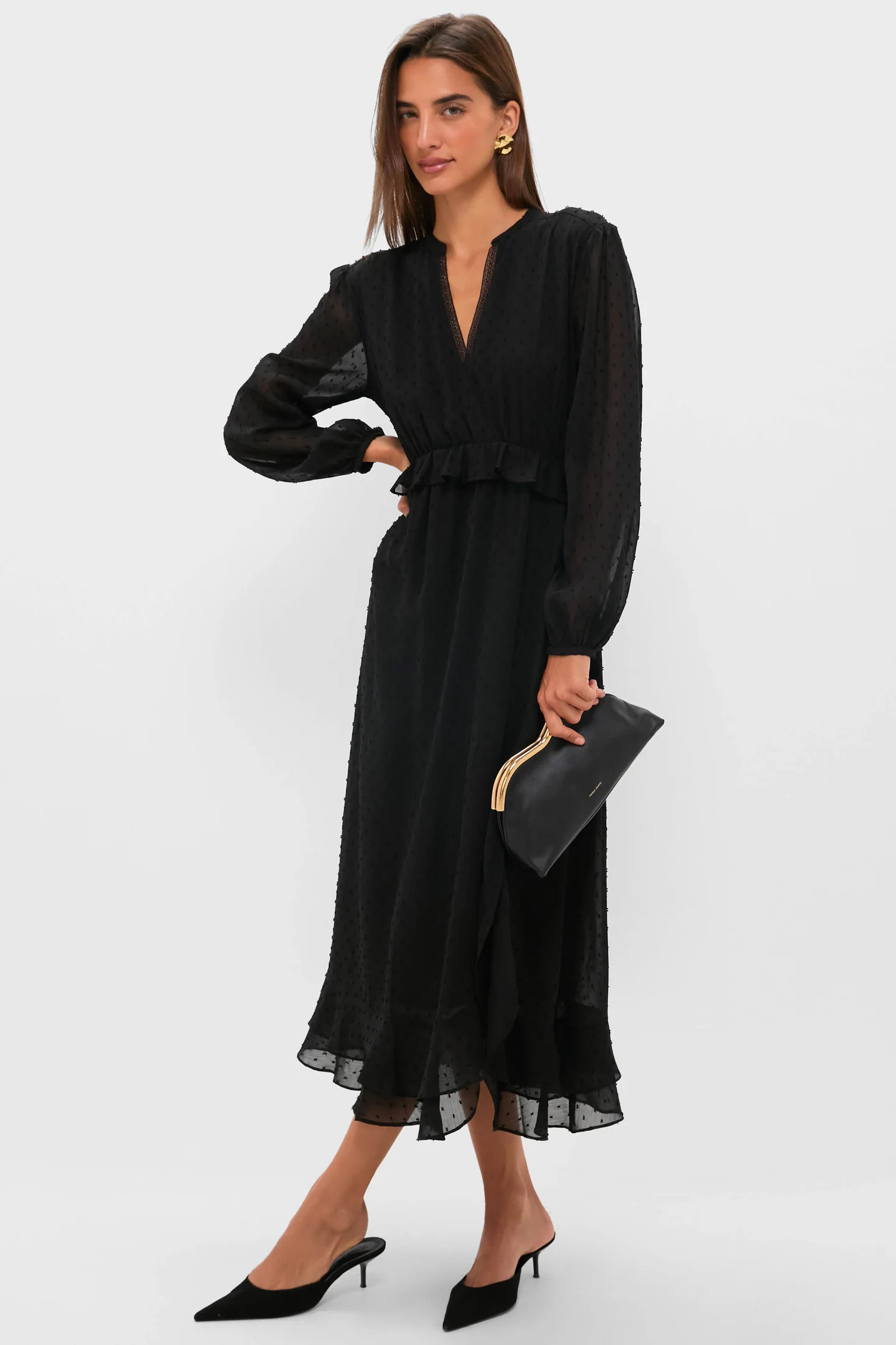 Black Textured Dot Selwyn Dress | Tuckernuck (US)