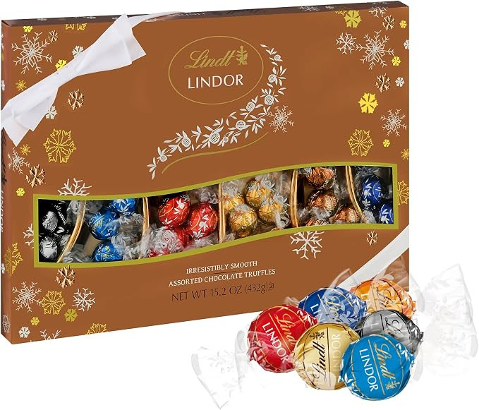 Lindt LINDOR Holiday Assorted Chocolate Truffles Deluxe Gift Box, Assorted Chocolate Candy with S... | Amazon (US)