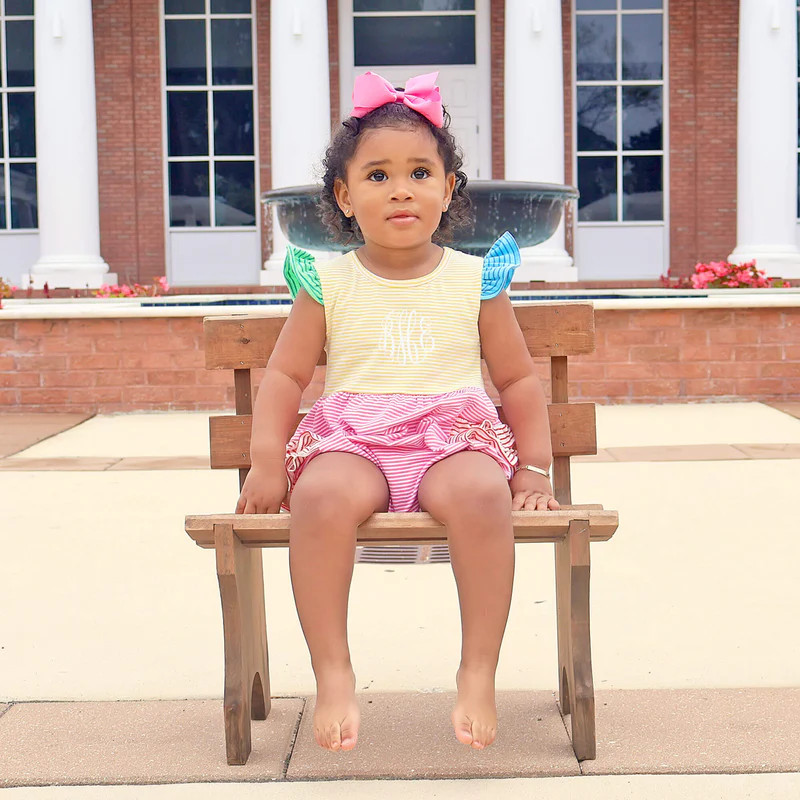 Colorblock Stripe Flutter Sleeve Ruffle Bubble | Classic Whimsy