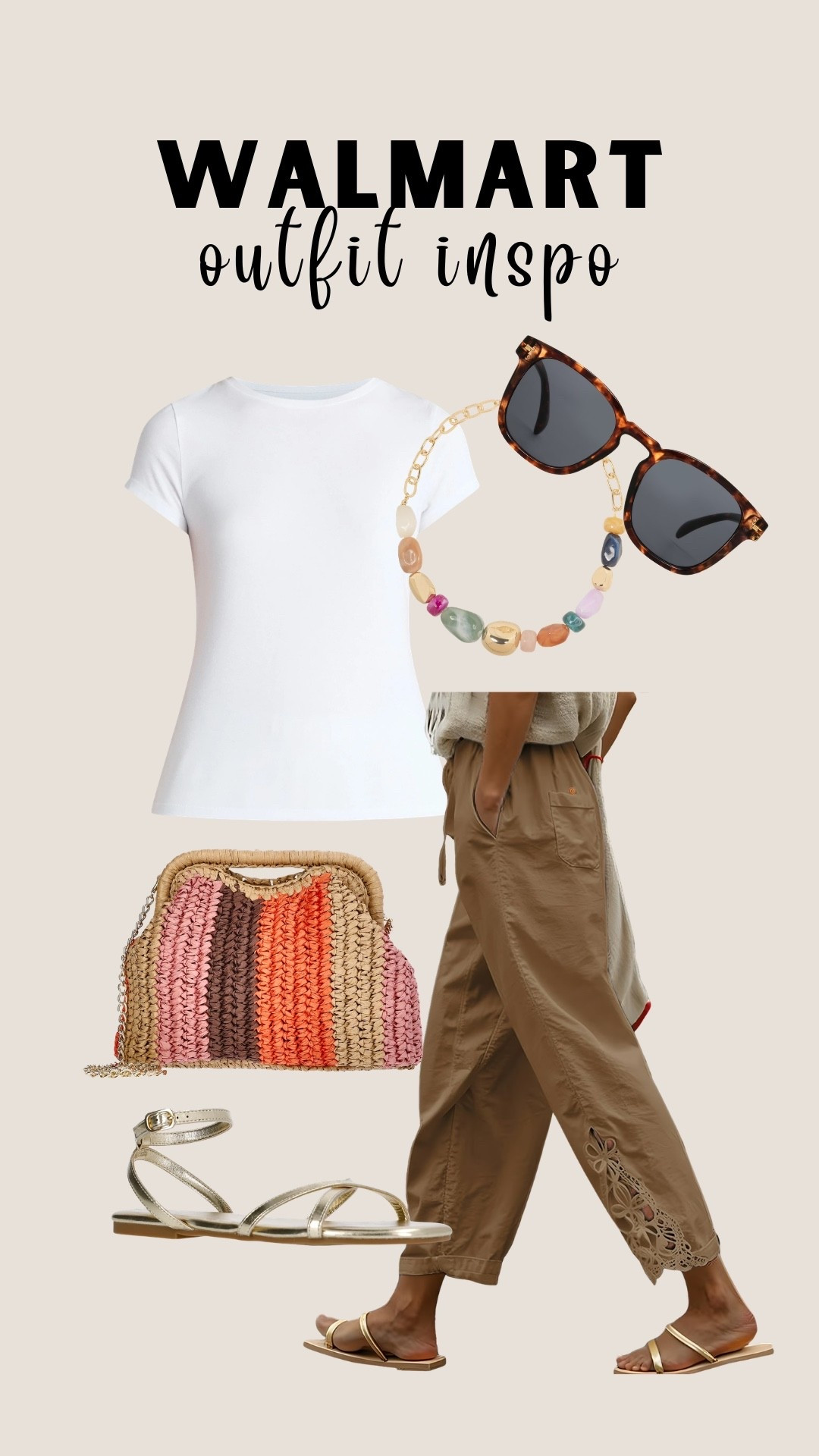 Elevated casual outfit from Walmart! 

FP inspired pants, our favorite $6 tee and the cutest accessories 

#LTKmomlife #LTKgrwm #LTKootd