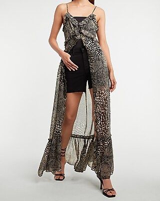 Printed Ruffle Cami Maxi Cover-Up | Express