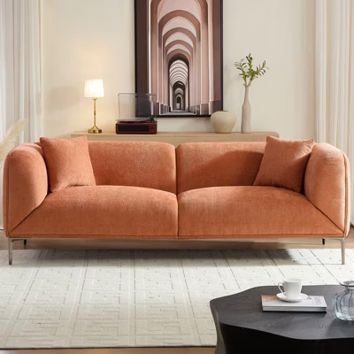 GDFStudio Kora Modern 82.68'' 3-Seater Boucle Upholstered Sofa with 2 Pillows, Brown | Target
