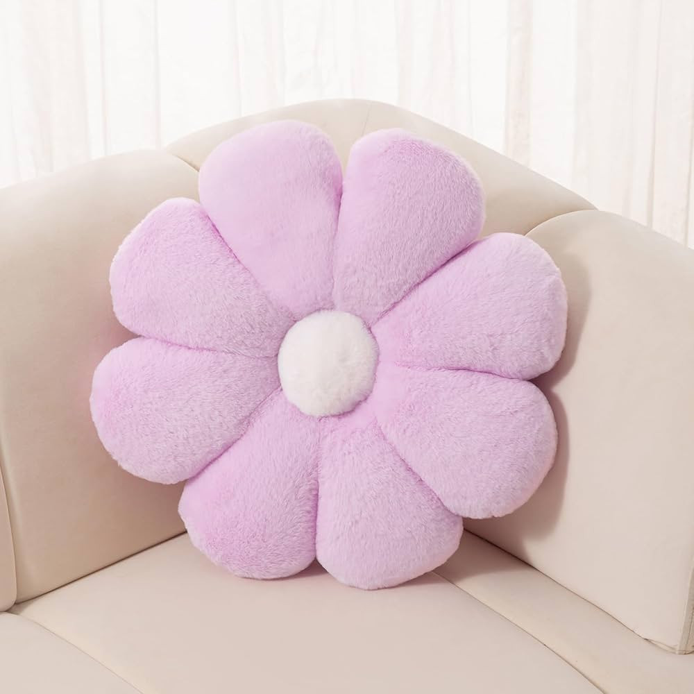FIONOUT Flower Pillow Decorative Throw Pillows Super Soft Purple Daisy Flower Floor Pillow Seatin... | Amazon (US)