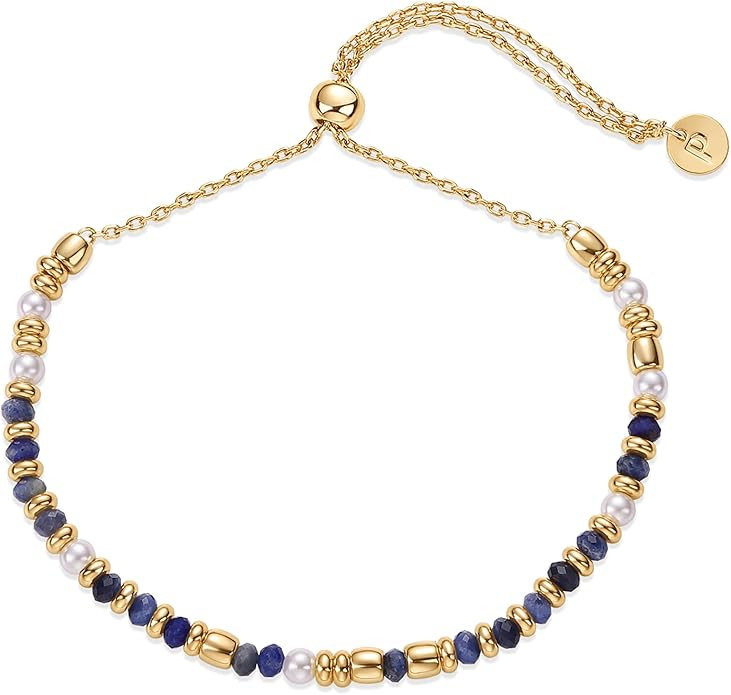 PAVOI 14K Yellow Gold Plated Beaded Enamel and Gemstones Bracelets for Women | Colored Boho Festi... | Amazon (US)