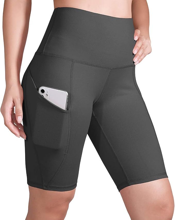 ODODOS High Waist Out Pocket Yoga Short Tummy Control Workout Running Athletic Non See-Through Yo... | Amazon (US)