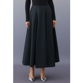 Sartorial Panel A-Line Maxi Skirt in Navy | Chicwish