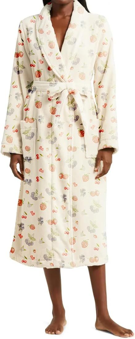 Yiulangde Cute Flannel Fruit Print Robes For Women Cozy Plush Floral Long Robes Y2k Fuzzy Fleece ... | Amazon (US)