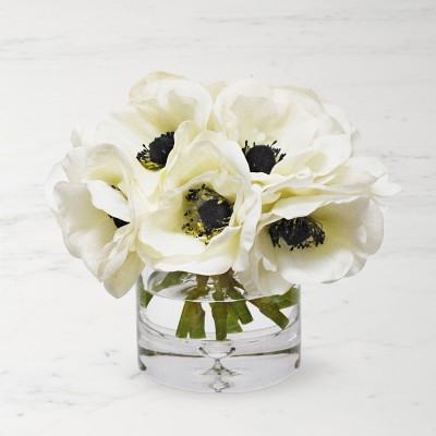 Faux Anemone Arrangement in Glass Vase | Williams-Sonoma