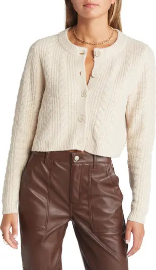 Open Edit Cable Knit Crop Cardigan | Nordstrom | Nordstrom