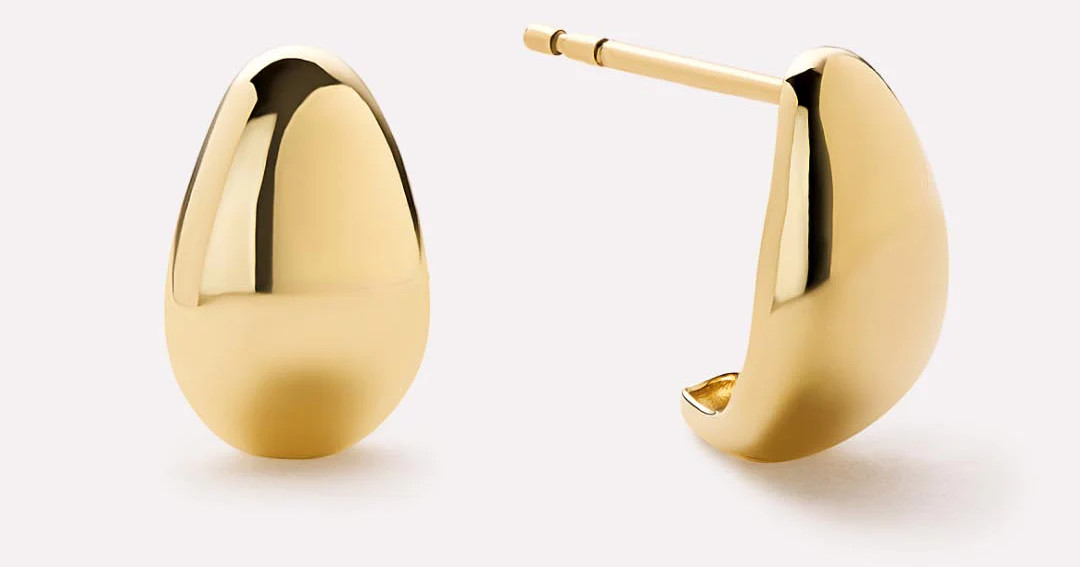 Gold Teardrop Huggie Studs | Ana Luisa