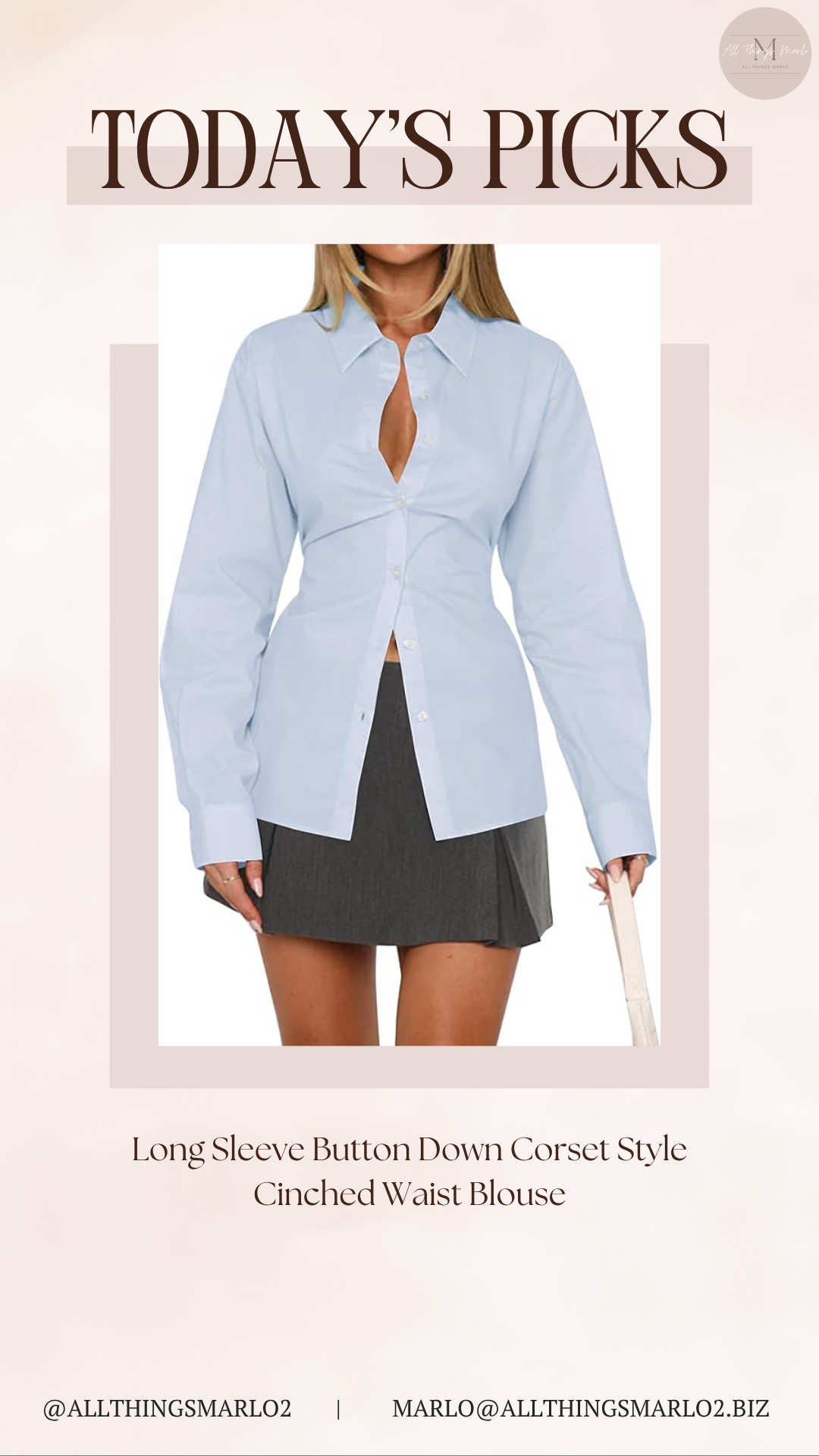 Long Sleeve Button Down Corset Style Cinched Waist Blouse 

 #LTKSeasonal #LTKWorkwear #LTKTravel