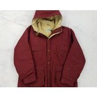 Vintage LL Bean Red Winter Coat Full Zip Hooded Jacket, Mens Medium | Etsy (US)