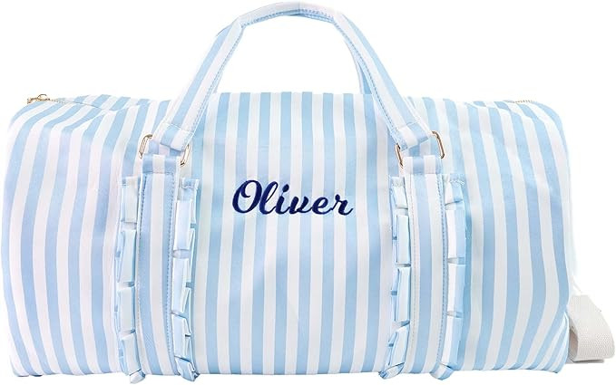 MT WORLD Kids Overnight Bag Personalized Small Travel Duffle Bag for Girls Blue Striped Dance Bag... | Amazon (US)
