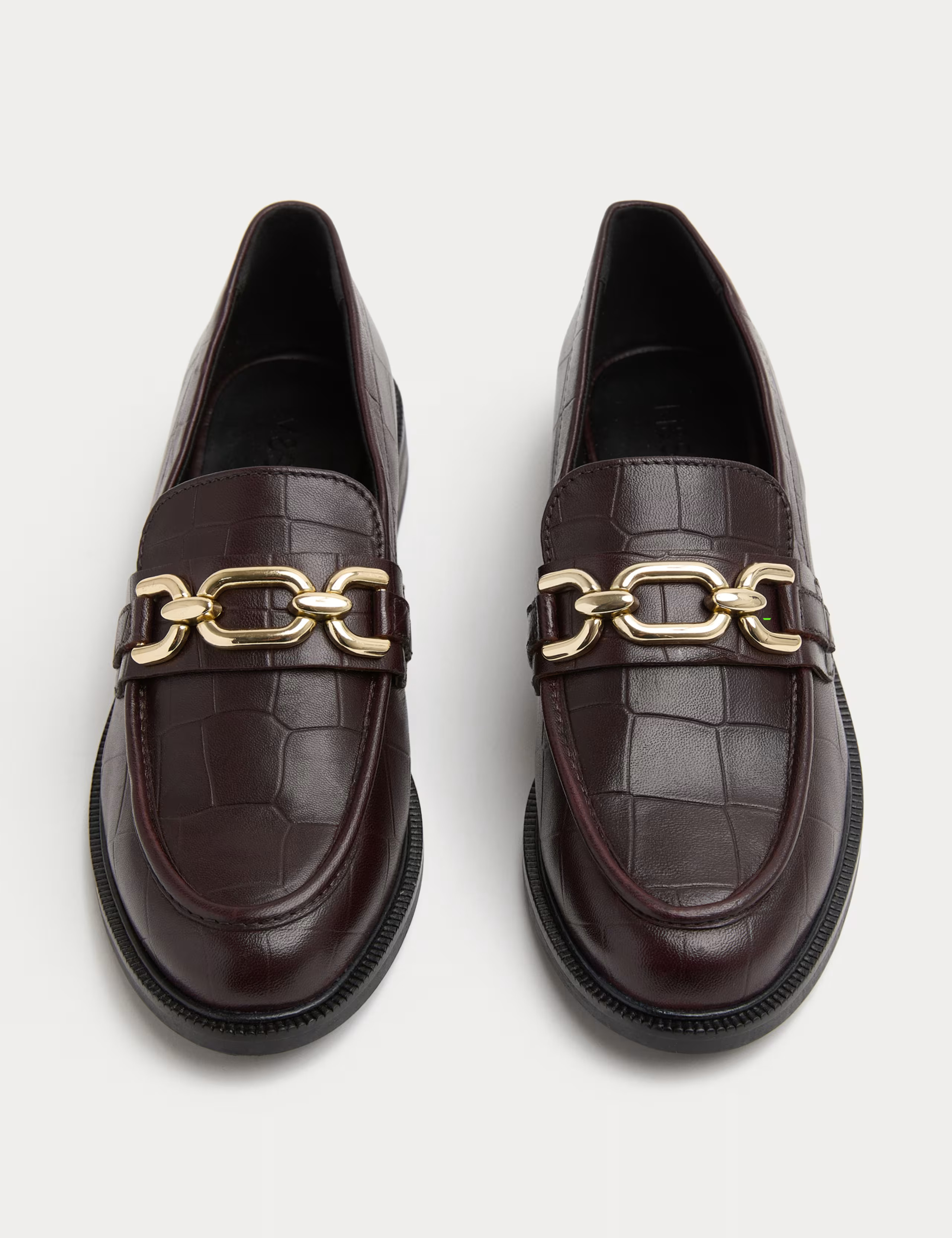 Leather Croc Trim Flat Loafers | Marks & Spencer (UK)