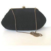 Vintage Adg Black Shirred Fabric Purse With Rhinestone Clasp, 10"" X 6"", Bags & Purses, Woman's Acc | Etsy (US)