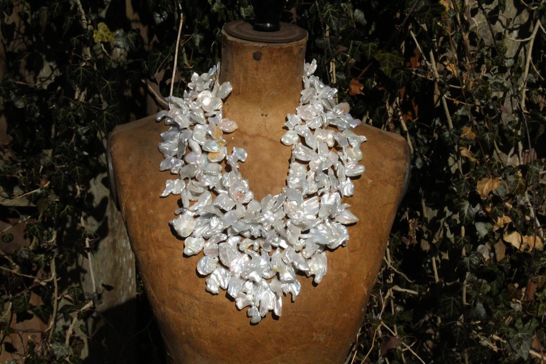 Keshi Pearl Statement Necklace Unique Bridal Pearl Necklace - Etsy | Etsy (US)