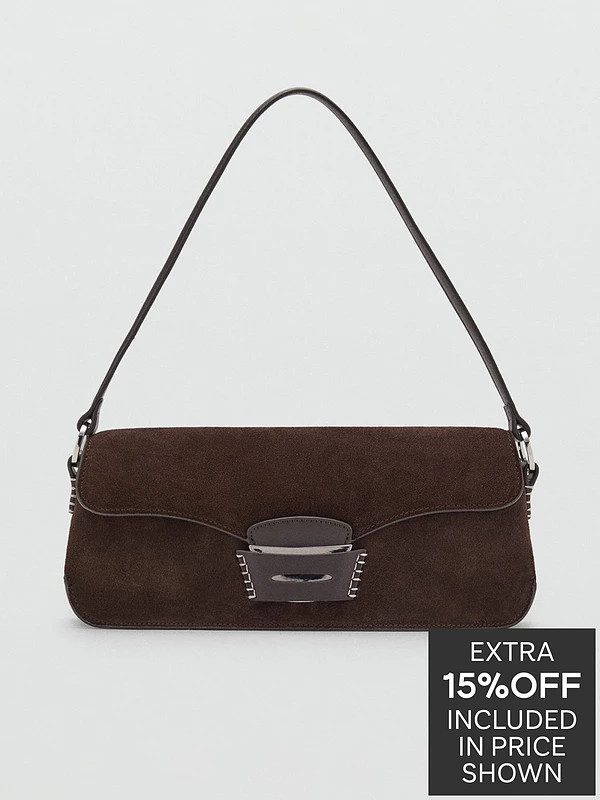 Mango Suede Shoulder Bag - Brown | Very (UK)