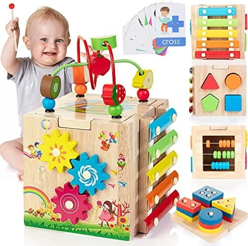 Bravmate Wooden Activity Cube | 8-in-1 Montessori Toys for 12M+ Toddlers, One Year Old First Birt... | Amazon (US)