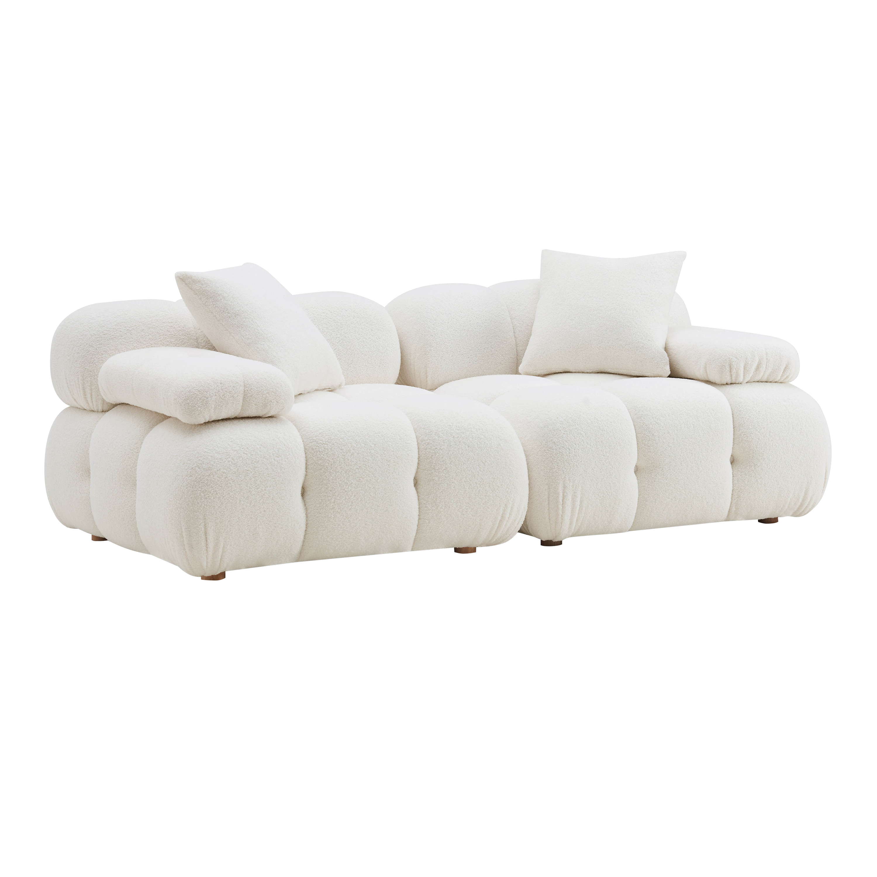 Calidad Cream Faux Shearling 2 Piece Modular Loveseat | World Market