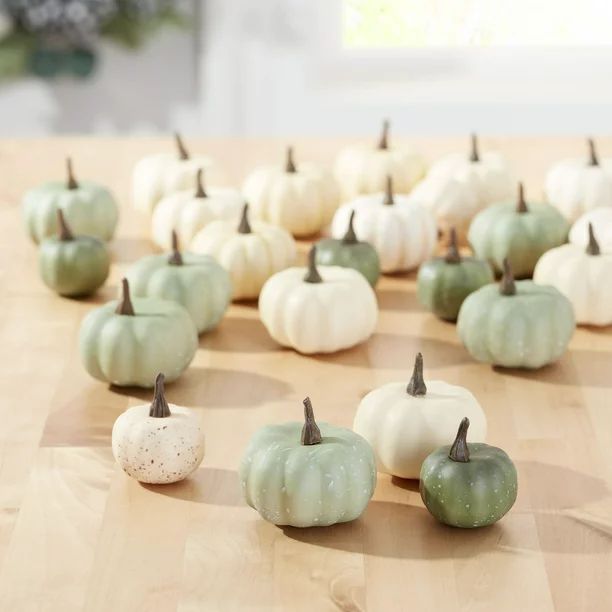 Way to Celebrate Green and White Decorative Mini Foam Pumpkin Mesh Bag, Set of 3, 5.8" | Walmart (US)