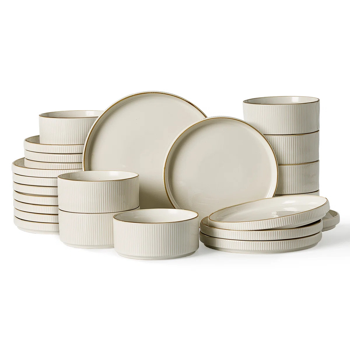 Hokku Designs Stoneware Dinnerware Sets, 24 Piece Dish Set | Wayfair North America