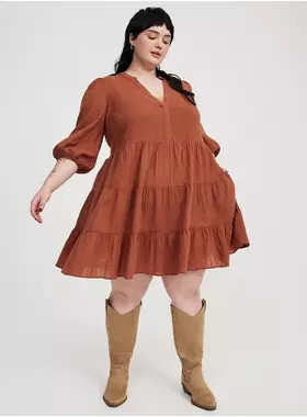 Y-Neck Tiered Mini Dress | Torrid (US & Canada)